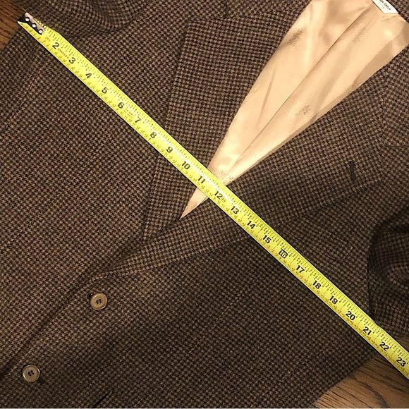 SAKS FIFTH AVENUE Men’s Brown Black Houndstooth Camel Hair Blazer Sz 44R - Picture 11 of 16
